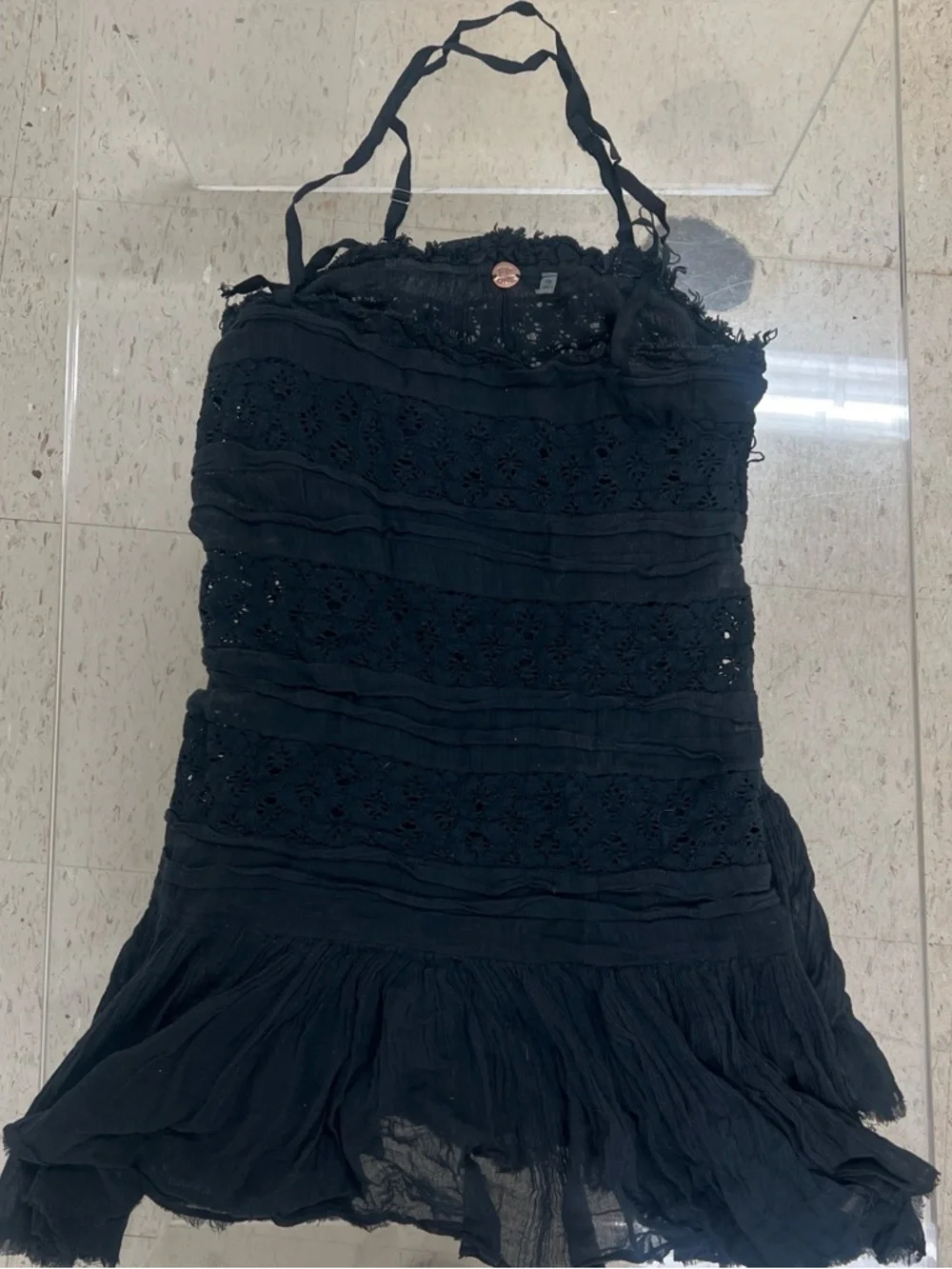 Free People Black Tiered Boho Mini Dress - Picture 2 of 3